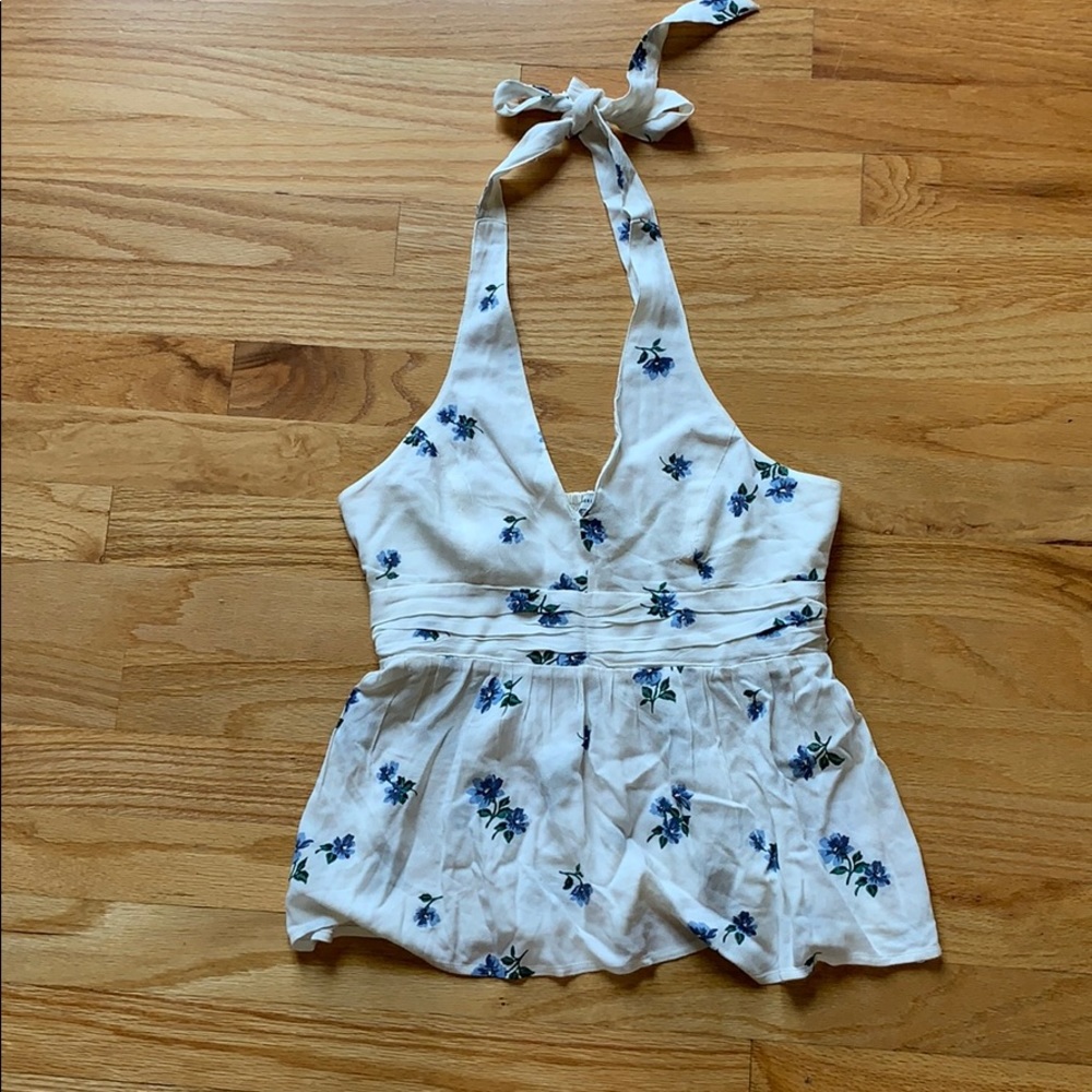 AE Floral halter backless top